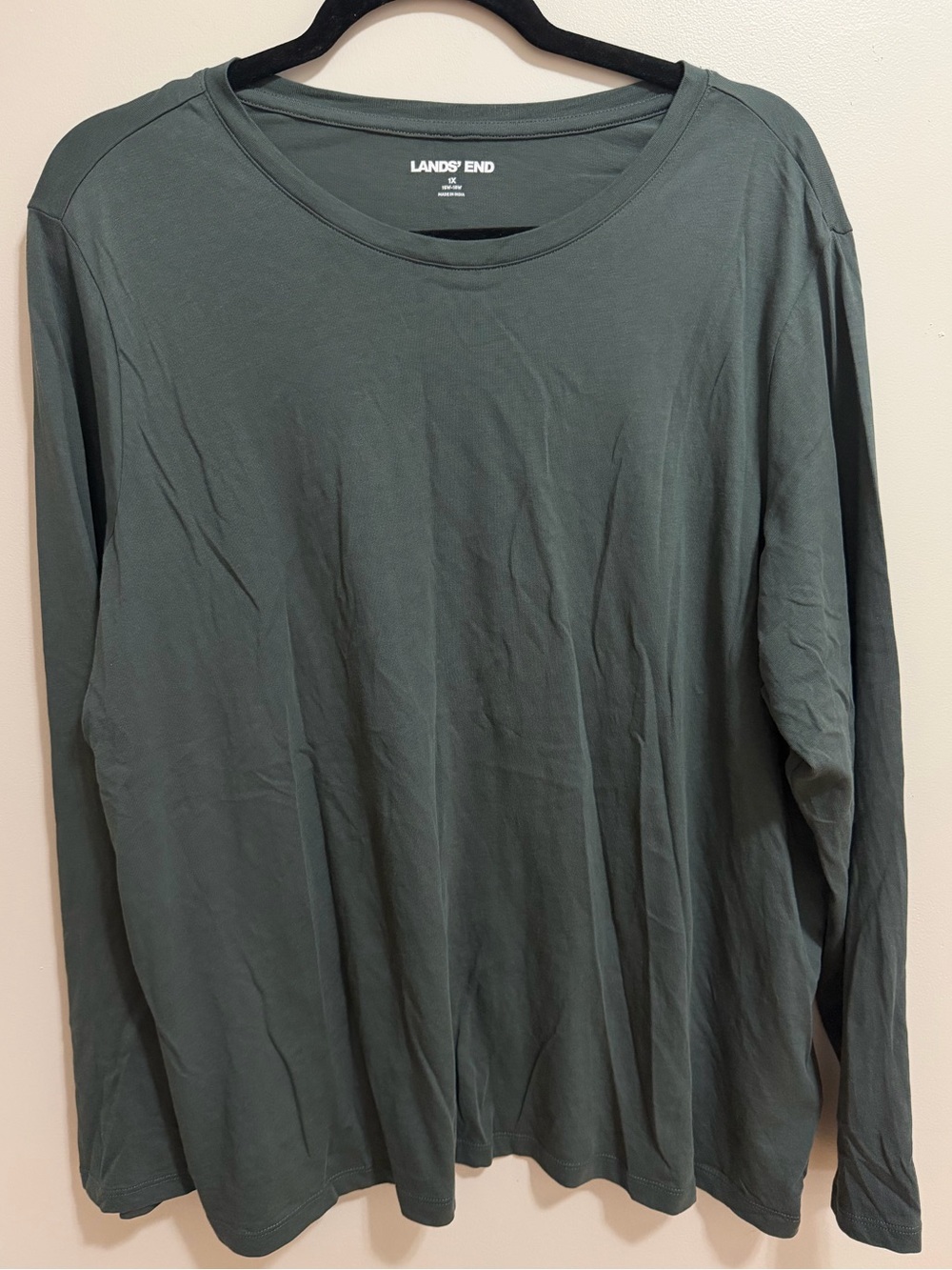 Lands' End Long-Sleeve Crew Neck Tee — Dark Olive - Women’s 1X